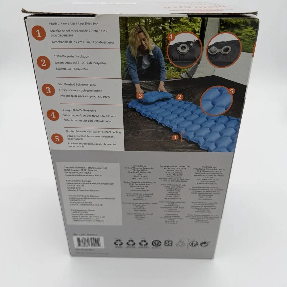 Cascade Mountain Tech Insulated Sleeping Pad With Pillow - New in Box